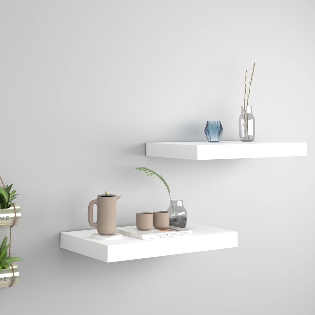 Wandschappen Zwevend 40X3X3,8 Cm Mdf Wit 2 40 x 23 x 3.8 cm