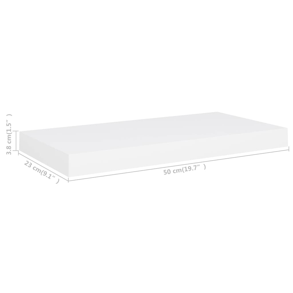 Wandschappen Zwevend 50X3X3,8 Cm Mdf Wit 2 50 x 23 x 3.8 cm
