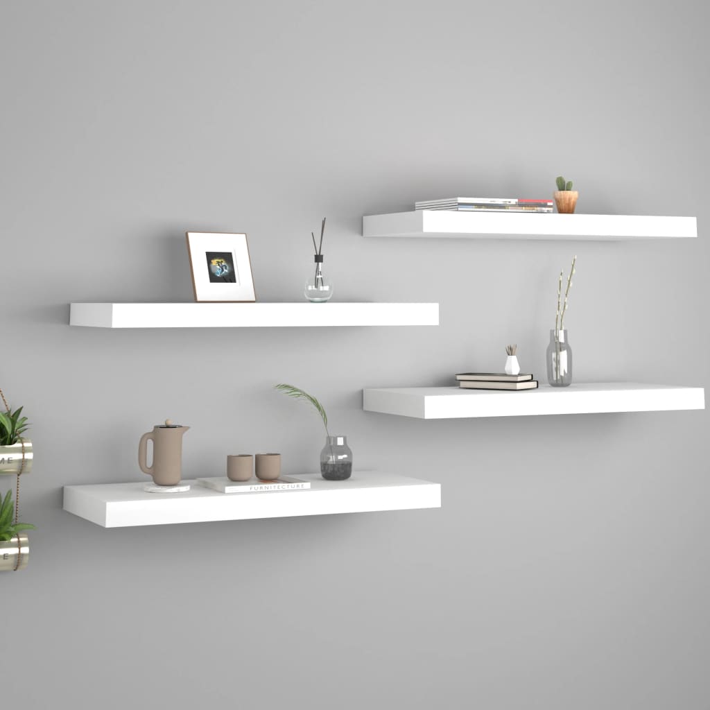 Wandschappen Zwevend 60X23,5X3,8 Cm Mdf Wit 4 60 x 23.5 x 3.8 cm