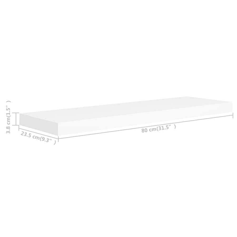 Wandschap Zwevend 80X23,5X3,8 Cm Mdf Wit 1 80 x 23.5 x 3.8 cm