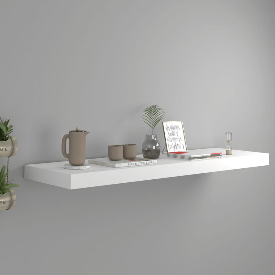 Wandschap Zwevend 80X23,5X3,8 Cm Mdf Wit 1 80 x 23.5 x 3.8 cm