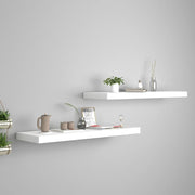 Floating wall shelves 2 pcs 80x23.5x3.8 cm MDF white
