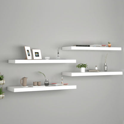 Wandschappen Zwevend 80X23,5X3,8 Cm Mdf Wit 4 80 x 23.5 x 3.8 cm