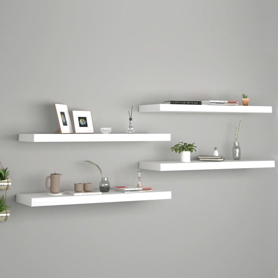 Wandschappen Zwevend 80X23,5X3,8 Cm Mdf Wit 4 80 x 23.5 x 3.8 cm