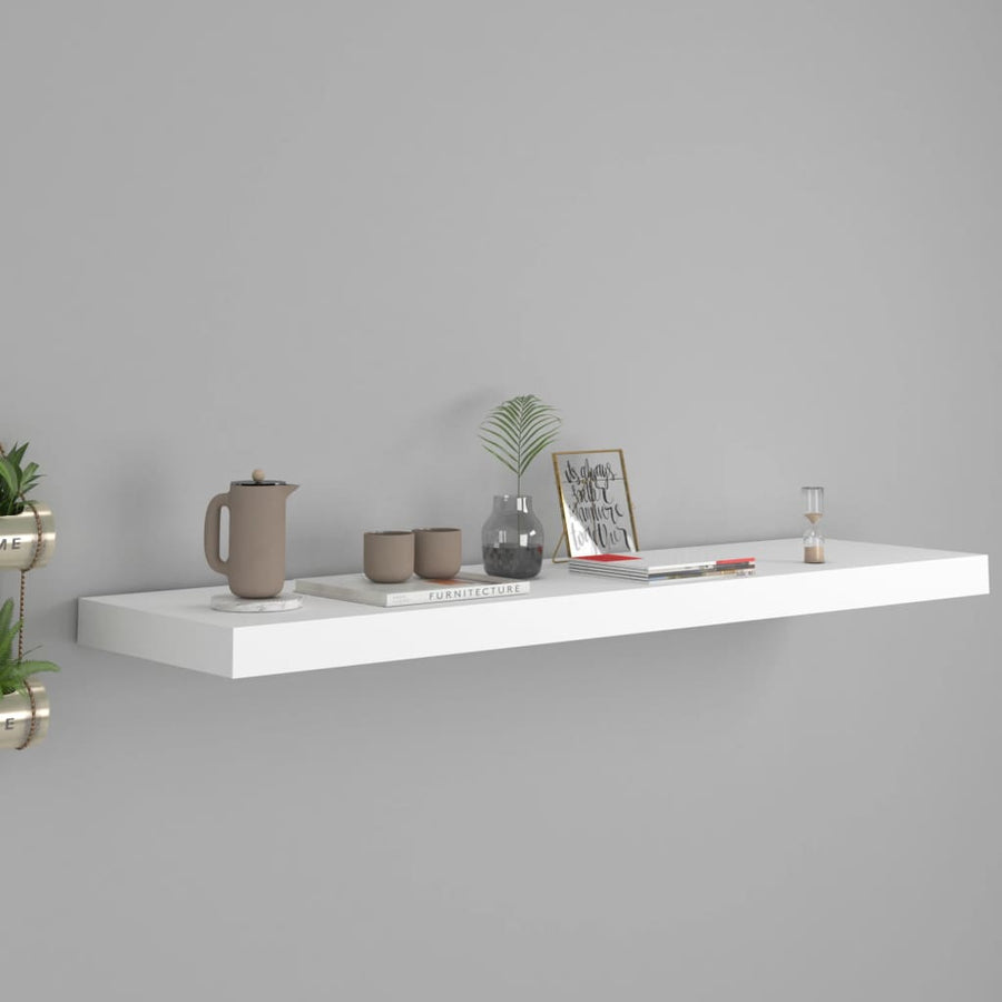 Wandschap Zwevend 90X23,5X3,8 Cm Mdf Wit 1 90 x 23.5 x 3.8 cm