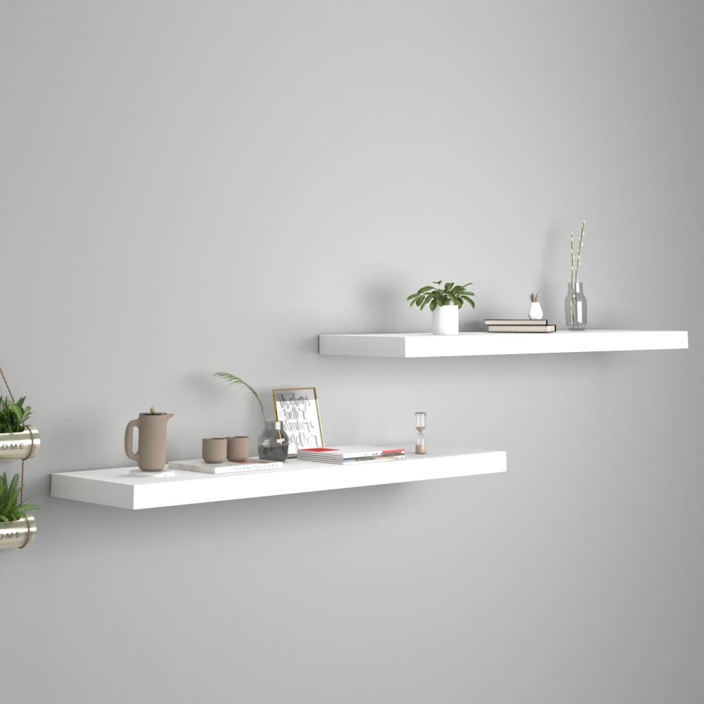 Wandschappen Zwevend 90X3,5X3,8 Cm Mdf Wit 2 90 x 23.5 x 3.8 cm