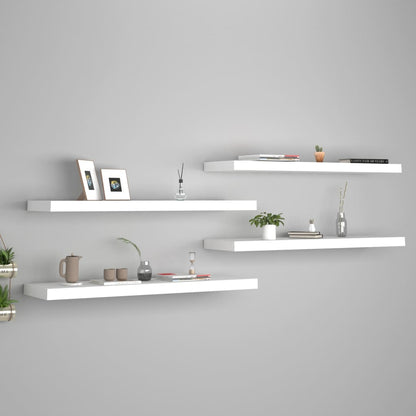 Wandschappen Zwevend 90X23,5X3,8 Cm Mdf Wit 4 90 x 23.5 x 3.8 cm