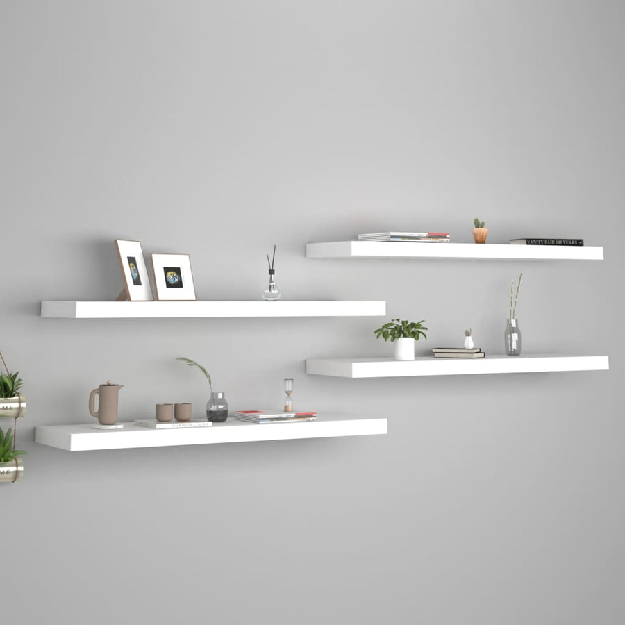 Wandschappen Zwevend 90X23,5X3,8 Cm Mdf Wit 4 90 x 23.5 x 3.8 cm