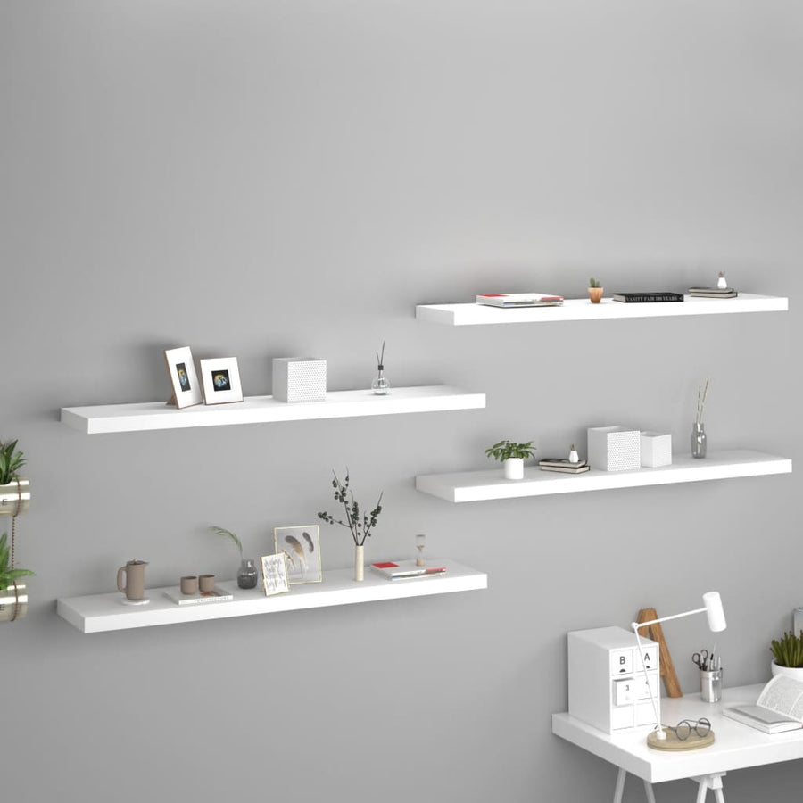 Wandschappen Zwevend 120X23,5X3,8 Cm Mdf Wit 4 120 x 23.5 x 3.8 cm