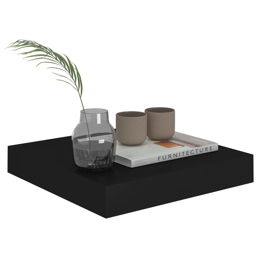 Wandschappen Zwevend 3X3,5X3,8 Cm Mdf Zwart 2 23 x 23.5 x 3.8 cm