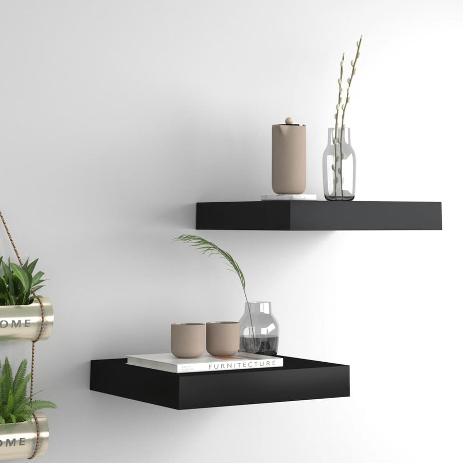 Wandschappen Zwevend 3X3,5X3,8 Cm Mdf Zwart 2 23 x 23.5 x 3.8 cm