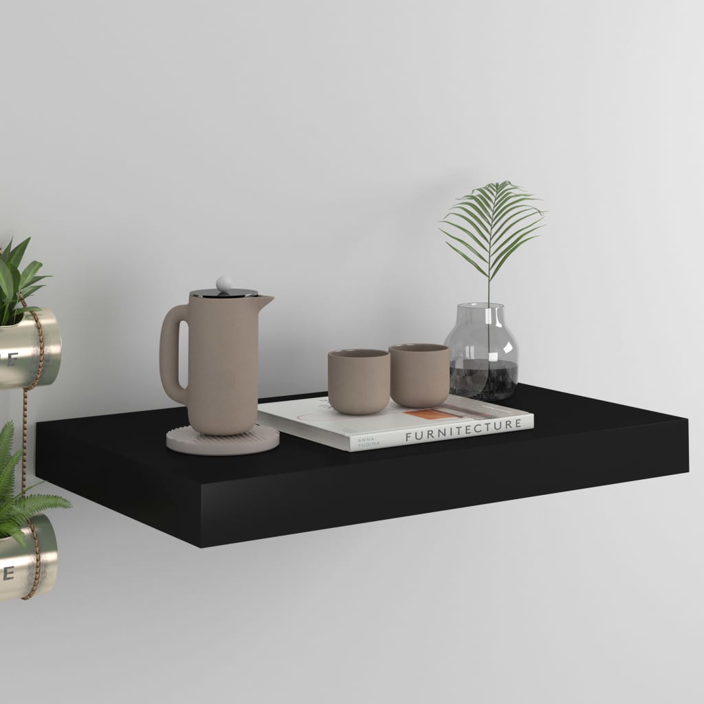 Wandschap Zwevend 40X23X3,8 Cm Mdf Zwart 1 40 x 23 x 3.8 cm