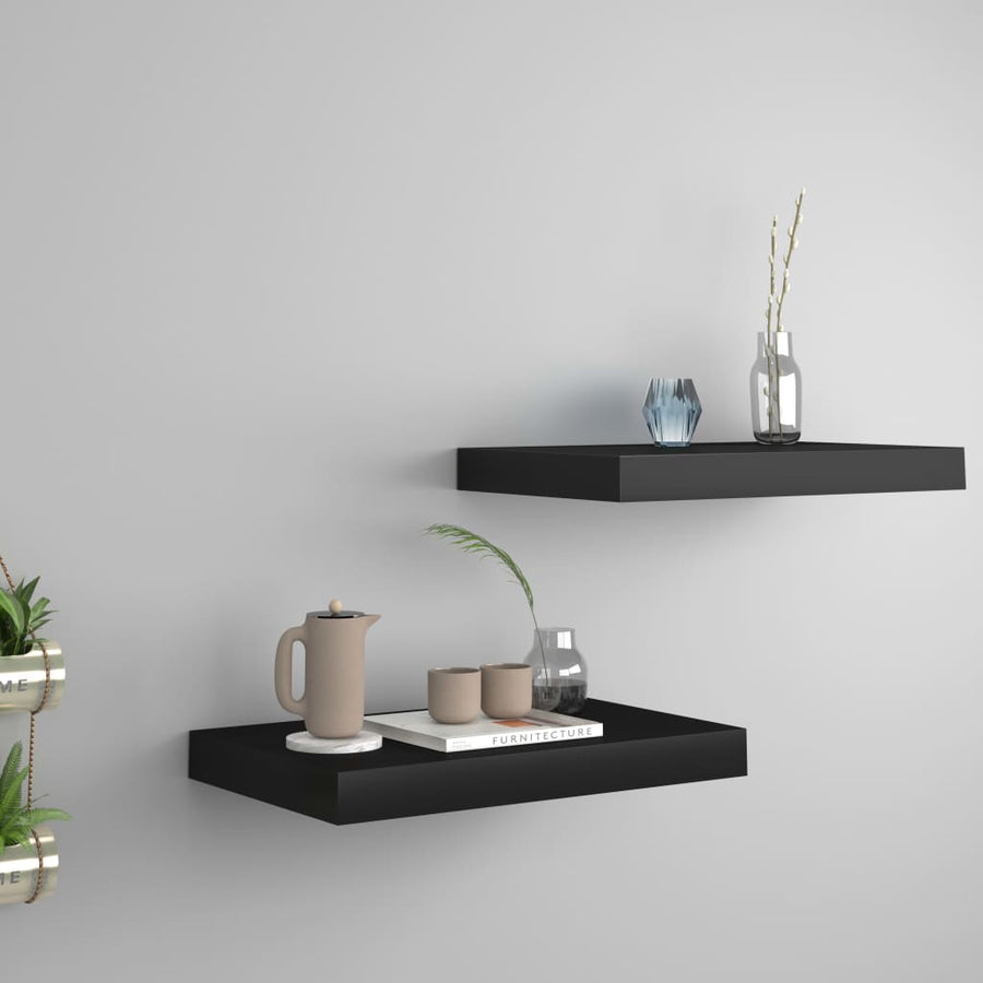 Wandschappen Zwevend 40X3X3,8 Cm Mdf Zwart 2 40 x 23 x 3.8 cm