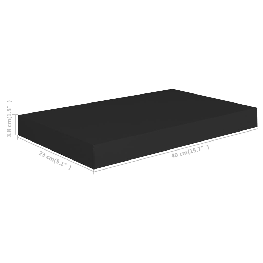 Wandschappen Zwevend 0X23X3,8 Cm Mdf Zwart 4 40 x 23 x 3.8 cm