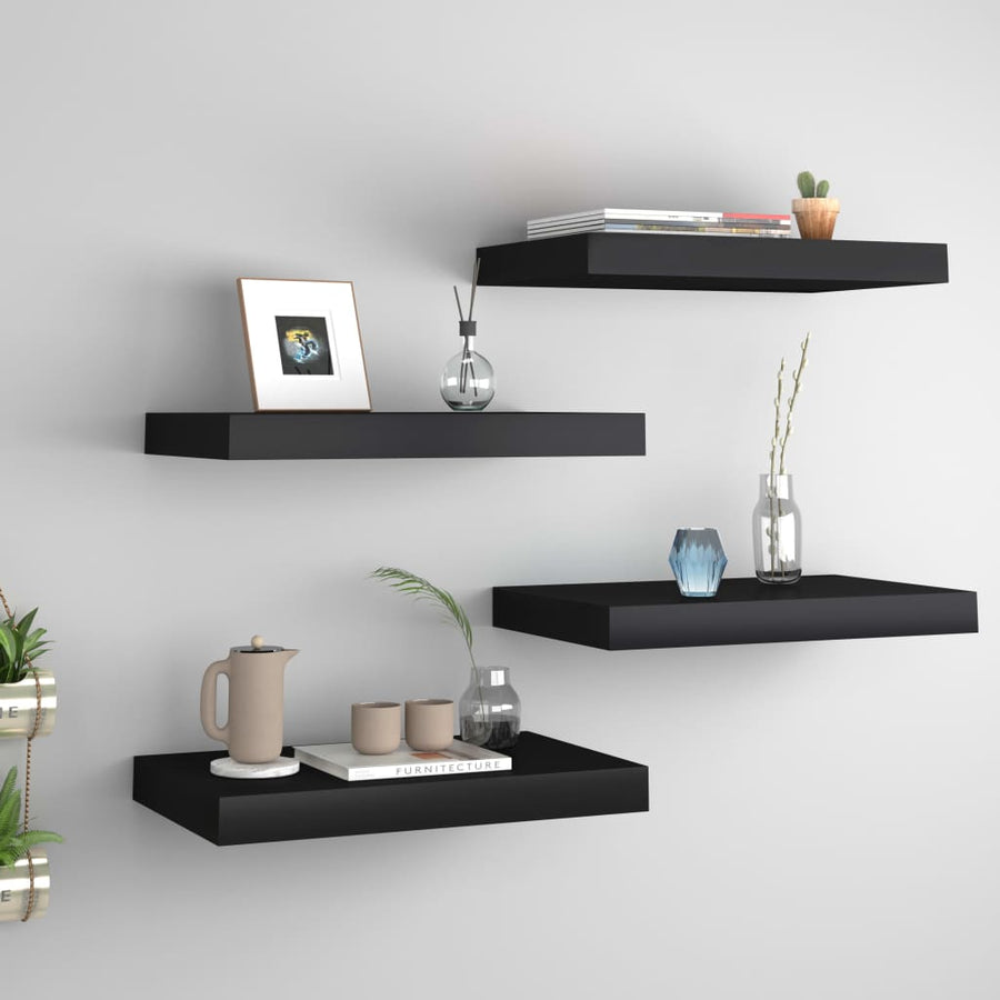 Wandschappen Zwevend 0X23X3,8 Cm Mdf Zwart 4 40 x 23 x 3.8 cm