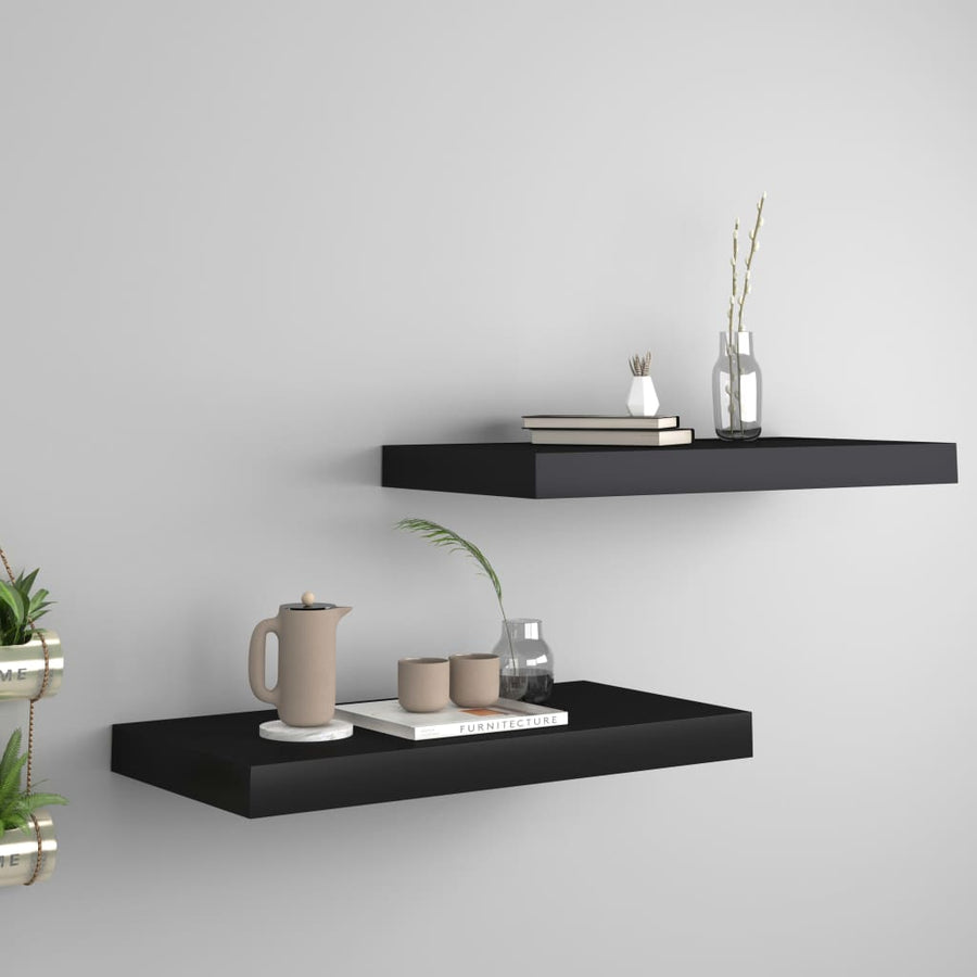 Wandschappen Zwevend 50X3X3,8 Cm Mdf Zwart 2 50 x 23 x 3.8 cm