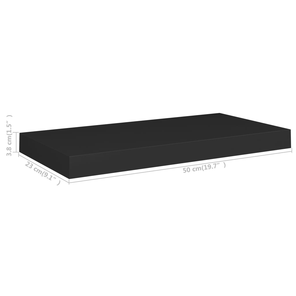 Wandschappen Zwevend 50X23X3,8 Cm Mdf Zwart 4 50 x 23 x 3.8 cm