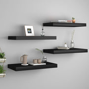 Floating wall shelves 4 pcs 50x23x3.8 cm MDF black