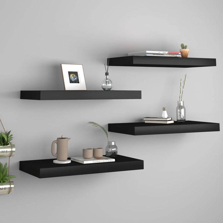 Wandschappen Zwevend 50X23X3,8 Cm Mdf Zwart 4 50 x 23 x 3.8 cm