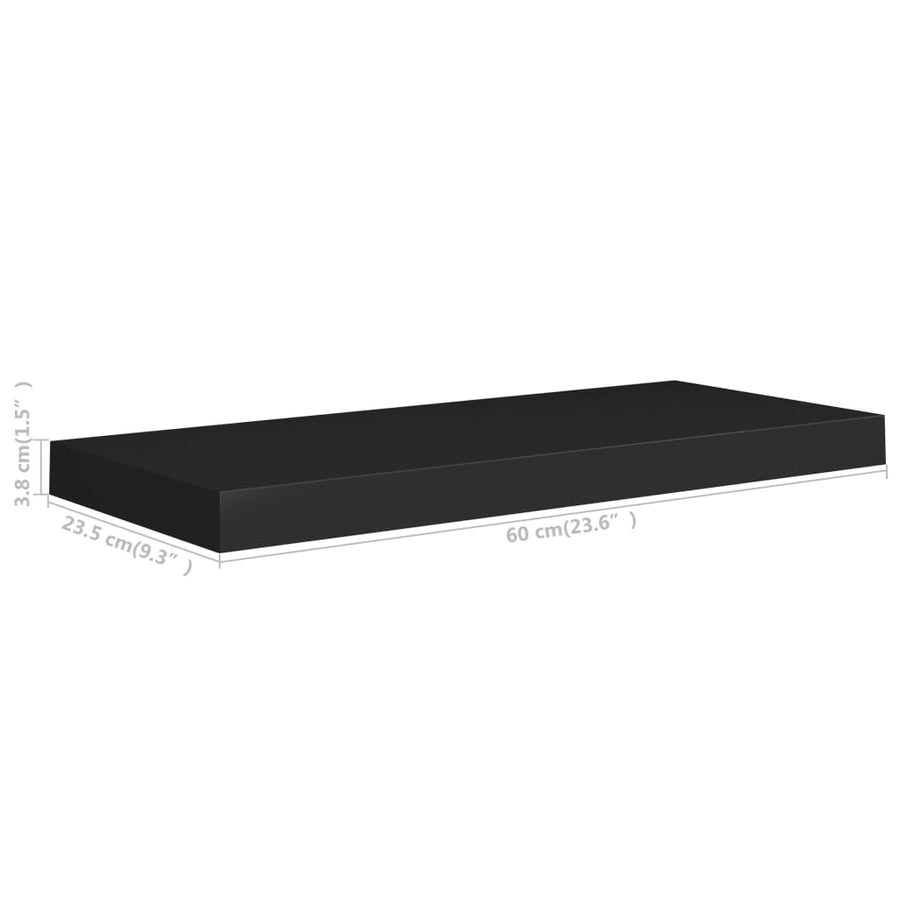 Wandschap Zwevend 60X23,5X3,8 Cm Mdf Zwart 1 60 x 23.5 x 3.8 cm