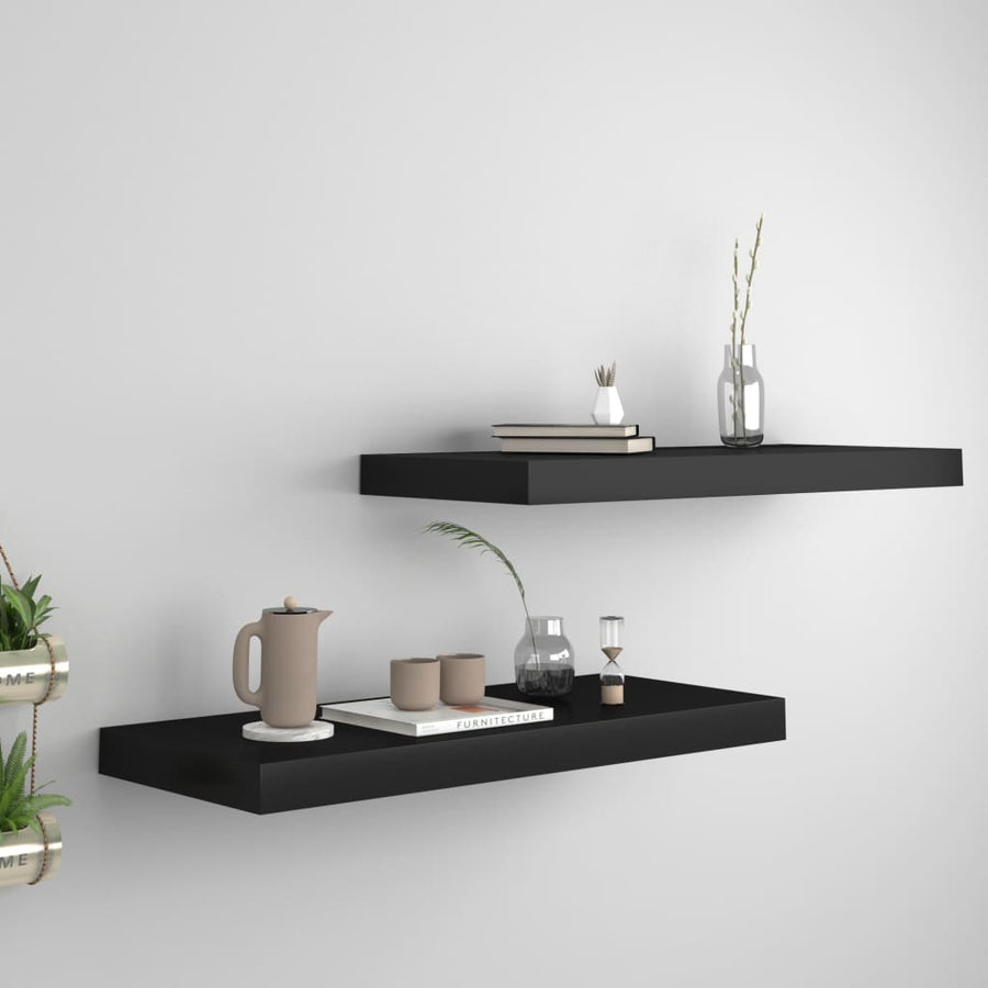 Wandschappen Zwevend 60X3,5X3,8 Cm Mdf Zwart 2 60 x 23.5 x 3.8 cm