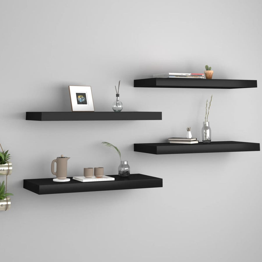 Wandschappen Zwevend 60X23,5X3,8 Cm Mdf Zwart 4 60 x 23.5 x 3.8 cm