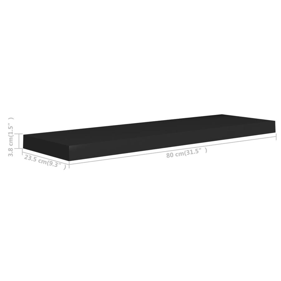 Wandschap Zwevend 80X23,5X3,8 Cm Mdf Zwart 1 80 x 23.5 x 3.8 cm