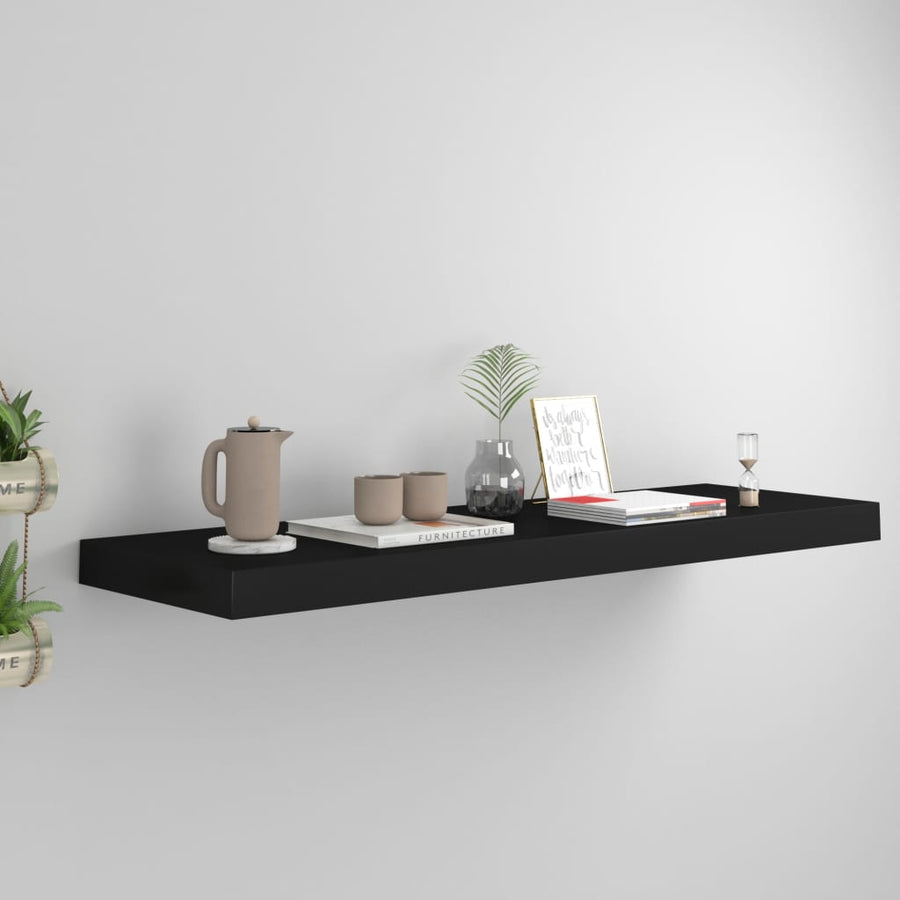 Wandschap Zwevend 80X23,5X3,8 Cm Mdf Zwart 1 80 x 23.5 x 3.8 cm
