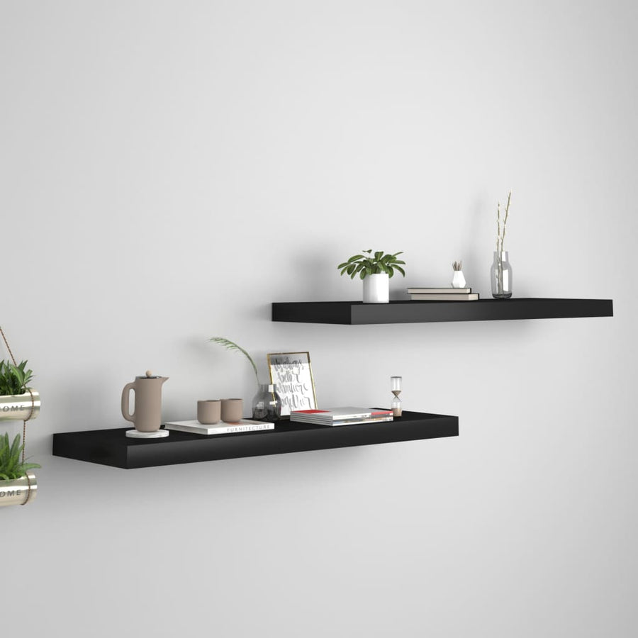 Wandschappen Zwevend 80X3,5X3,8 Cm Mdf Zwart 2 80 x 23.5 x 3.8 cm
