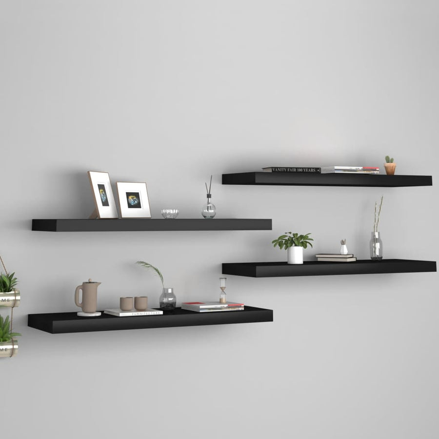 Wandschappen Zwevend 80X23,5X3,8 Cm Mdf Zwart 4 80 x 23.5 x 3.8 cm