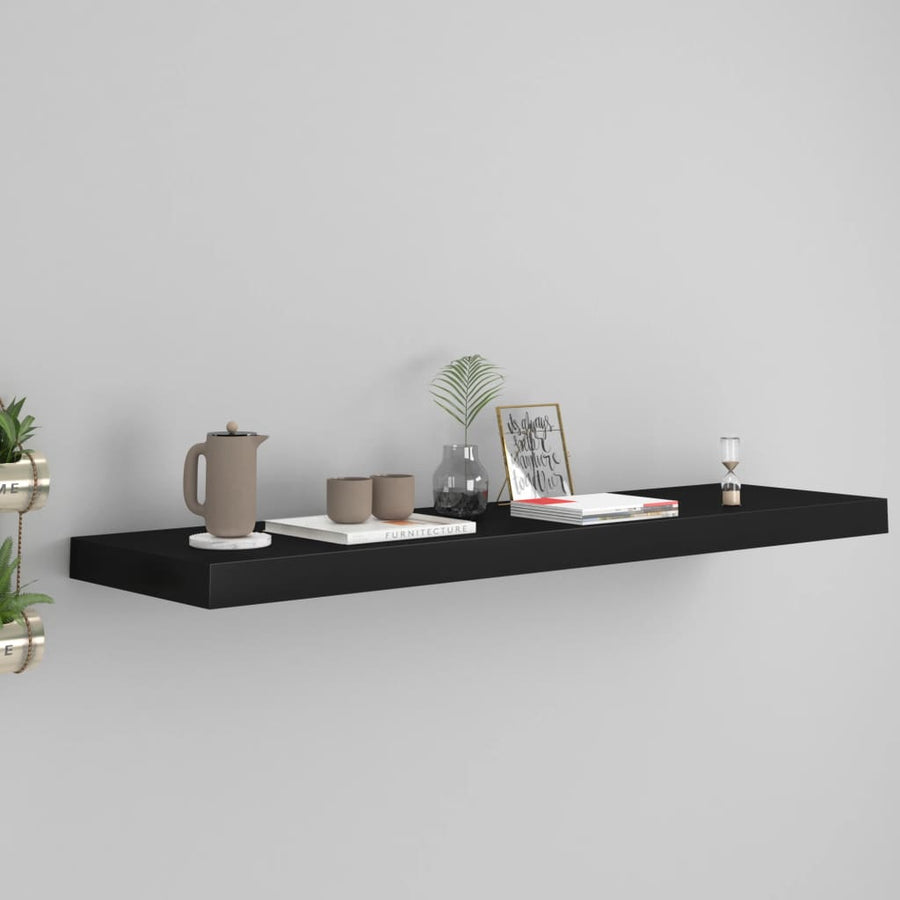 Wandschap Zwevend 90X23,5X3,8 Cm Mdf Zwart 1 90 x 23.5 x 3.8 cm