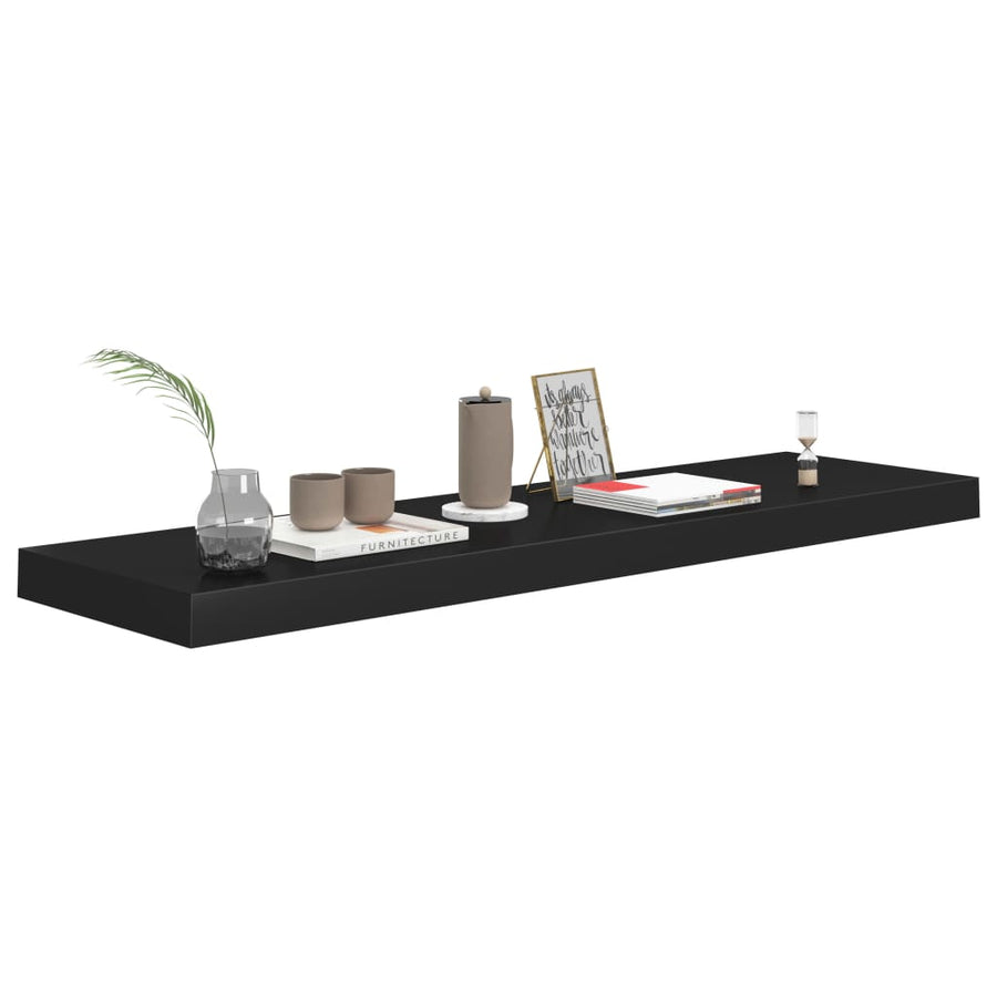 Wandschappen Zwevend 90X3,5X3,8 Cm Mdf Zwart 2 90 x 23.5 x 3.8 cm