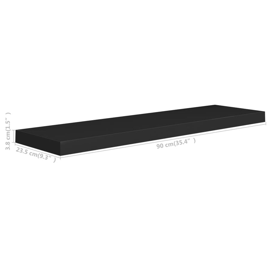 Wandschappen Zwevend 90X3,5X3,8 Cm Mdf Zwart 2 90 x 23.5 x 3.8 cm