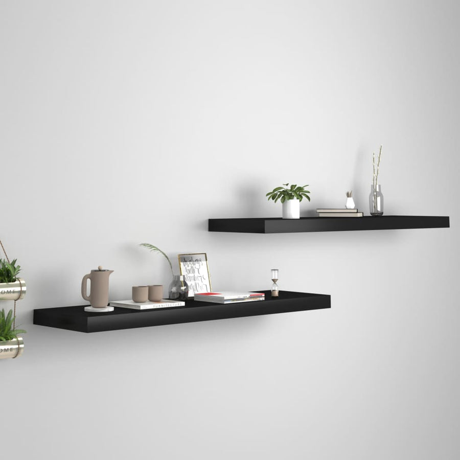 Wandschappen Zwevend 90X3,5X3,8 Cm Mdf Zwart 2 90 x 23.5 x 3.8 cm