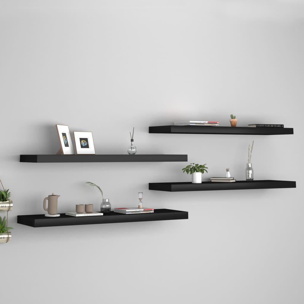 Wandschappen Zwevend 90X23,5X3,8 Cm Mdf Zwart 4 90 x 23.5 x 3.8 cm