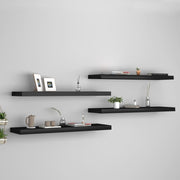 Floating wall shelves 4 pcs 90x23.5x3.8 cm MDF black