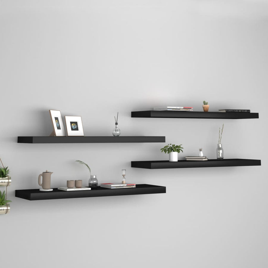 Wandschappen Zwevend 90X23,5X3,8 Cm Mdf Zwart 4 90 x 23.5 x 3.8 cm