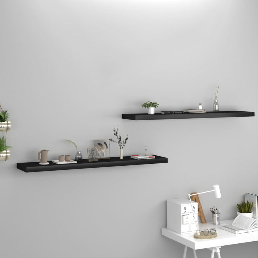 Wandschappen Zwevend 10X3,5X3,8 Cm Mdf Zwart 2 120 x 23.5 x 3.8 cm