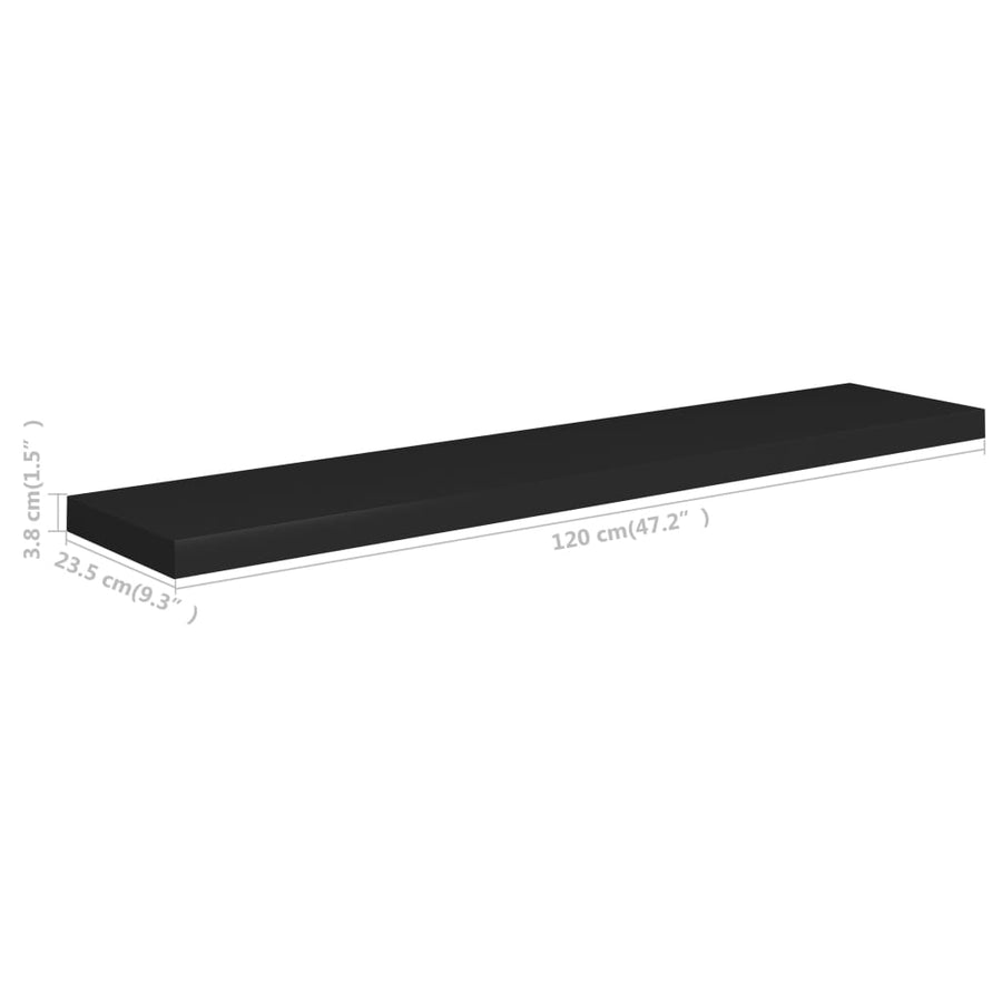 Wandschappen Zwevend 120X23,5X3,8 Cm Mdf Zwart 4 120 x 23.5 x 3.8 cm