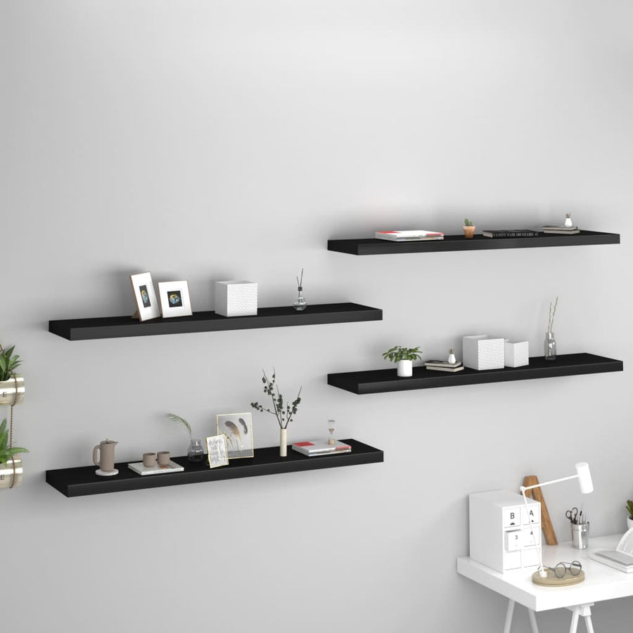 Wandschappen Zwevend 120X23,5X3,8 Cm Mdf Zwart 4 120 x 23.5 x 3.8 cm