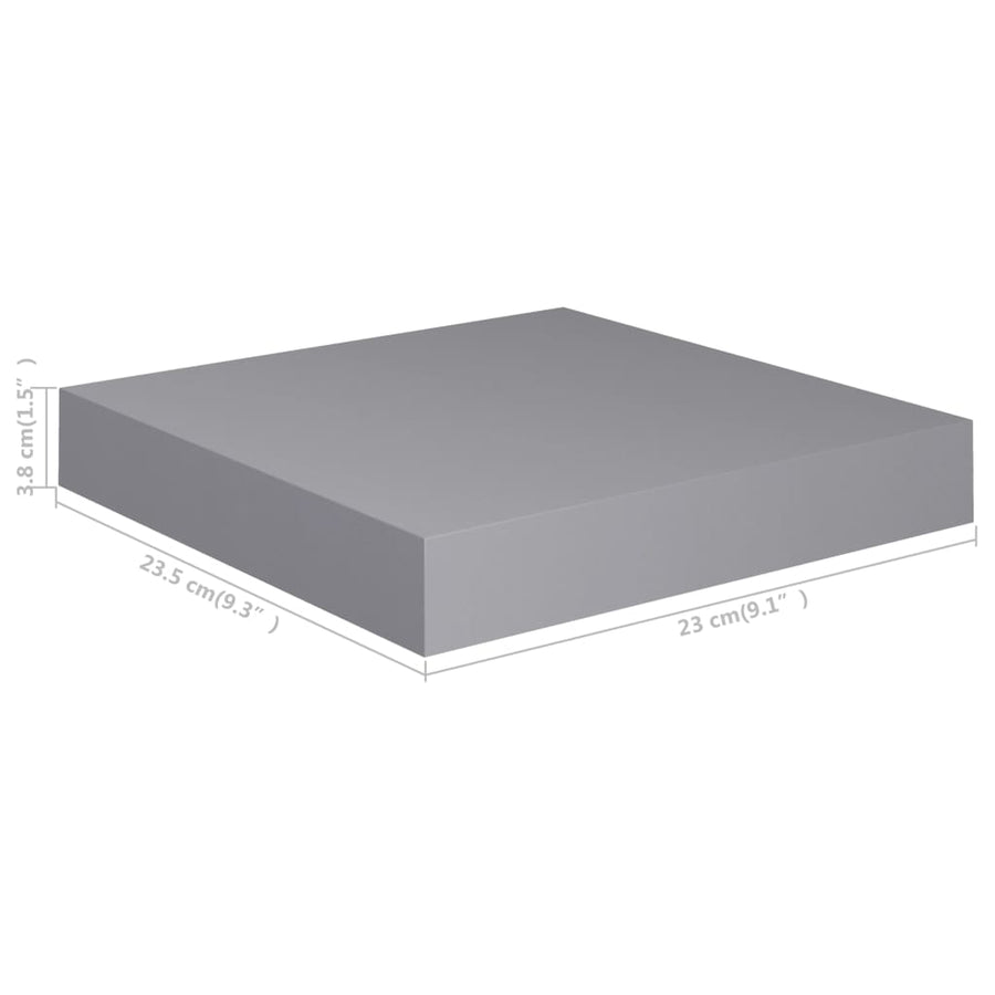Wandschappen Zwevend 3X3,5X3,8 Cm Mdf Grijs 2 23 x 23.5 x 3.8 cm