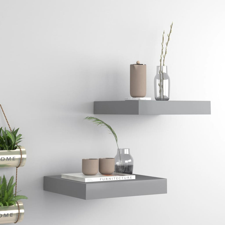 Wandschappen Zwevend 3X3,5X3,8 Cm Mdf Grijs 2 23 x 23.5 x 3.8 cm