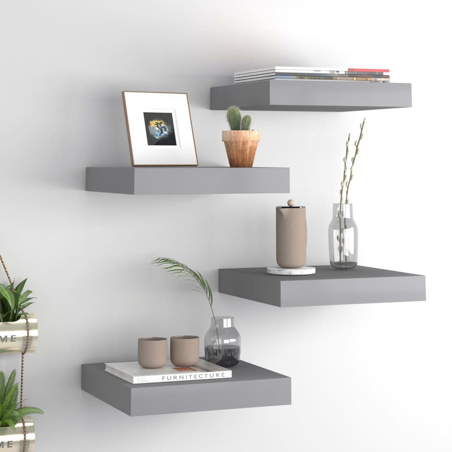 Wandschappen Zwevend 23X23,5X3,8 Cm Mdf Grijs 4 23 x 23.5 x 3.8 cm