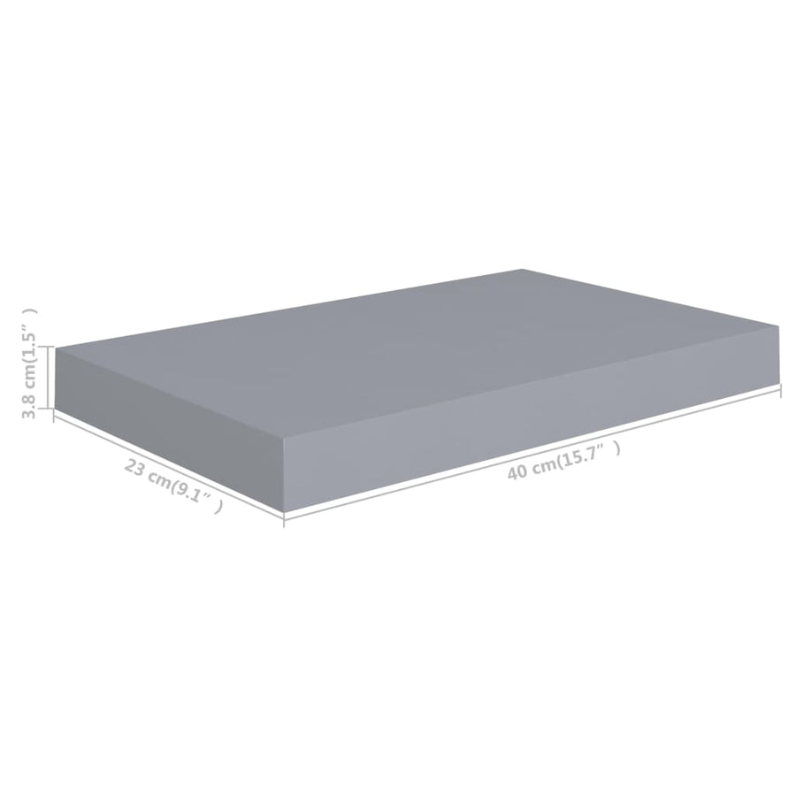 Wandschap Zwevend 40X23X3,8 Cm Mdf Grijs 1 40 x 23 x 3.8 cm