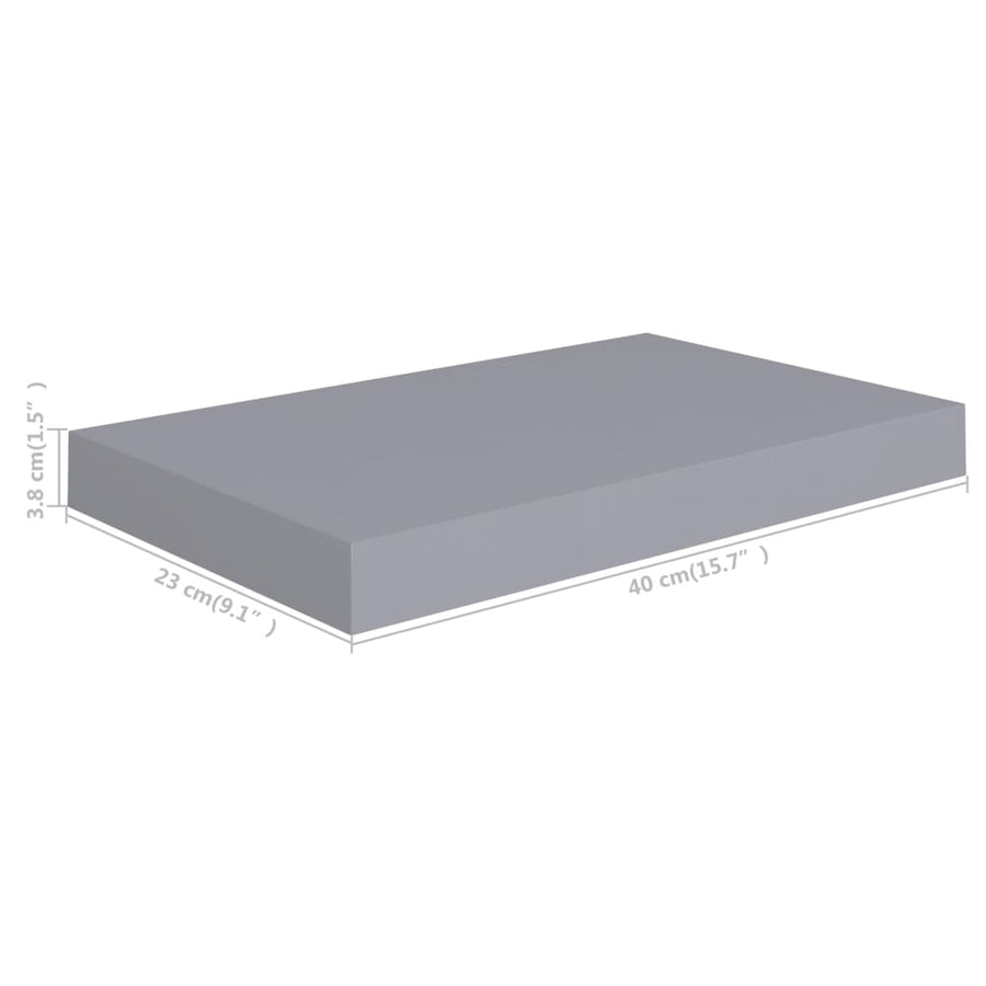 Wandschappen Zwevend 40X3X3,8 Cm Mdf Grijs 2 40 x 23 x 3.8 cm