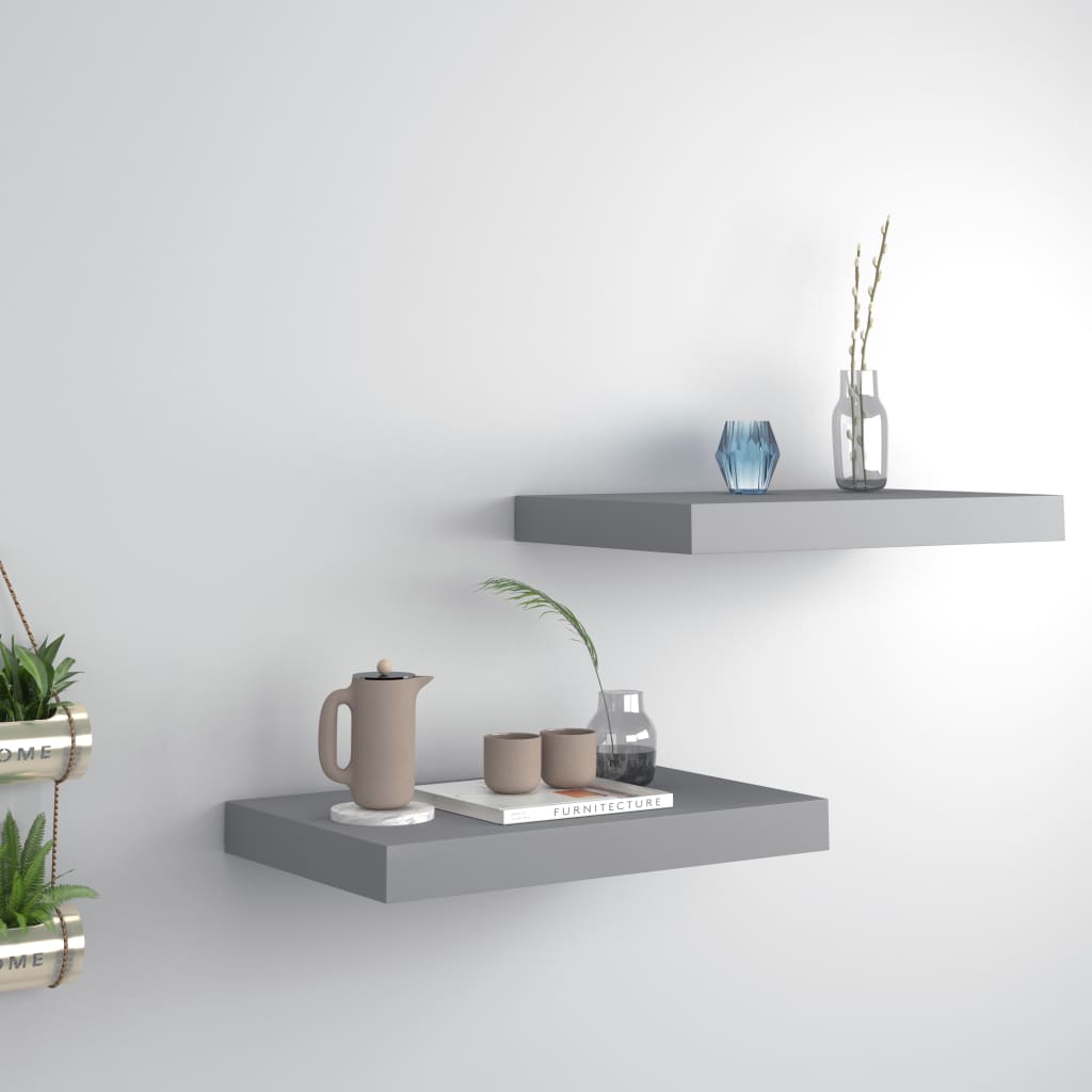 Wandschappen Zwevend 40X3X3,8 Cm Mdf Grijs 2 40 x 23 x 3.8 cm