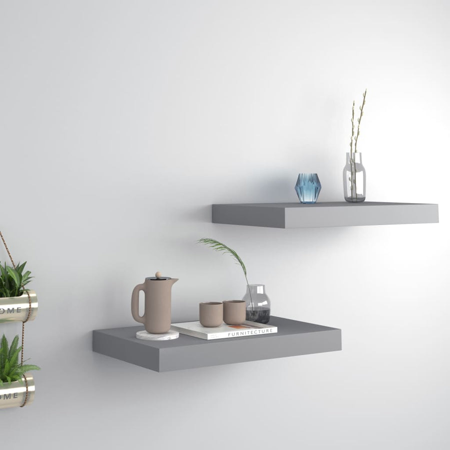 Wandschappen Zwevend 40X3X3,8 Cm Mdf Grijs 2 40 x 23 x 3.8 cm