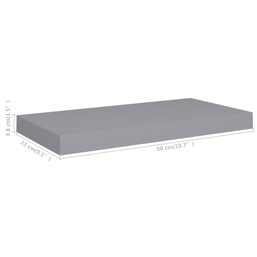 Wandschap Zwevend 50X23X3,8 Cm Mdf Grijs 1 50 x 23 x 3.8 cm