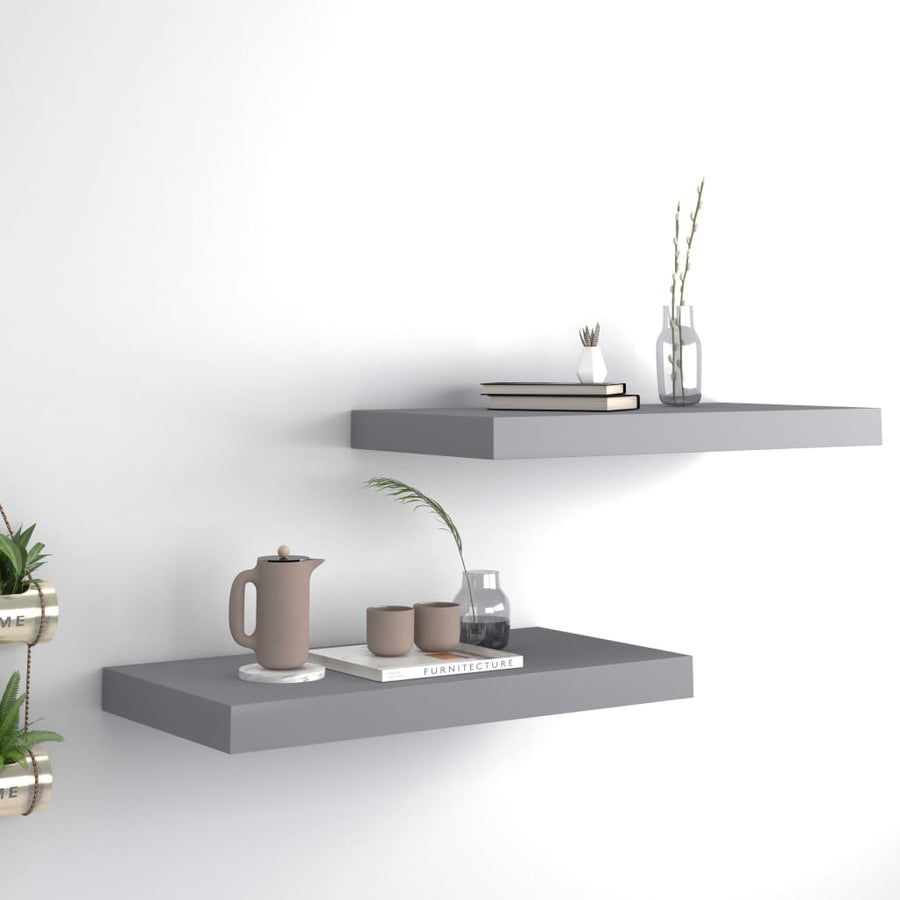 Wandschappen Zwevend 50X3X3,8 Cm Mdf Grijs 2 50 x 23 x 3.8 cm