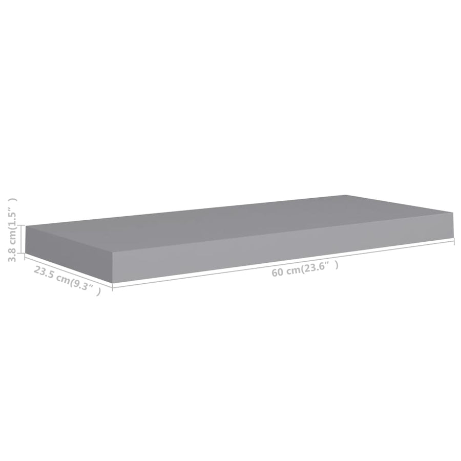 Wandschap Zwevend 60X23,5X3,8 Cm Mdf Grijs 1 60 x 23.5 x 3.8 cm
